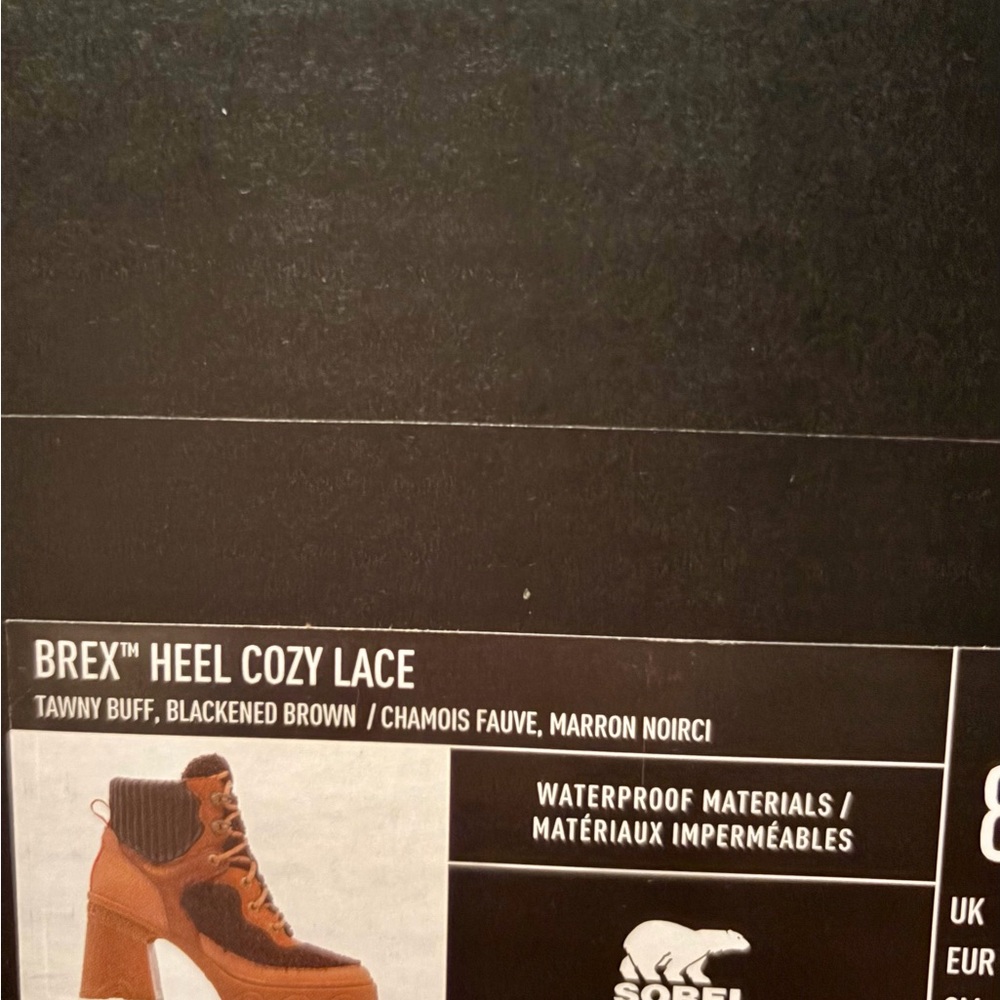 Sorel Brex Heel Cozy Lace Boots in Tawny Buff and Blackened Brown